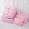6Pcs/Set Luggage Packing Organizer Set Nylon Packing Cube Travel Bag System Durable Unisex Clothing Sorting Organize